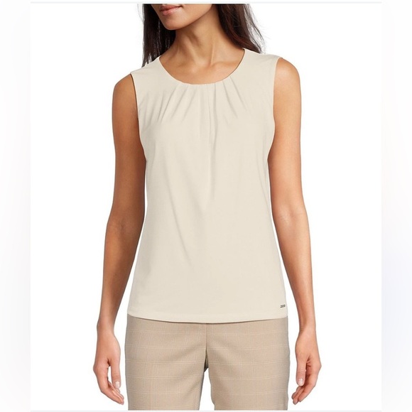 Calvin Klein Tops - Calvin Klein Sleeveless Formal Office Workwear White Blouse - Size XL
